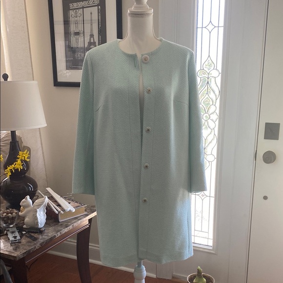 Mint Green Trench Coat with Relaxed Fit and Knee-Length Design - Picture 1 of 7